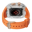 Pasek Silikonowy z Etui do Apple Watch 4/5/6/7/8/9/SE 44/45MM, Pomarańczowy / Przezroczysty