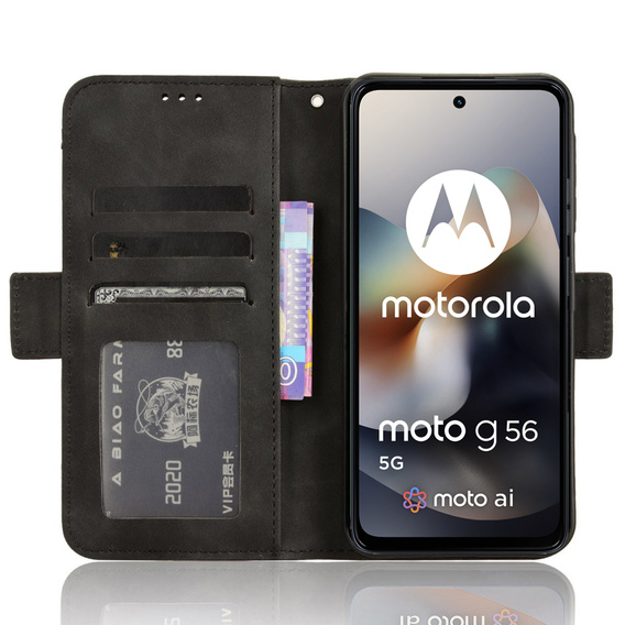 Etui z klapką do Motorola Moto G56 5G, Card Slot, czarne