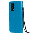 Etui Wallet do Oppo Reno5 5G, Tree and Cat, Blue