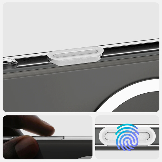 Etui ERBORD z MagSafe do iPhone 16 Pro, aktywny przycisk, przezroczyste + Szkło hartowane