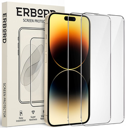 2x Szkło Hartowane do iPhone 14 Pro Max, ERBORD 9H Hard Glass, szybka
