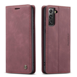Etui CASEME do Samsung Galaxy S21 FE, Leather Wallet Case, czerwone