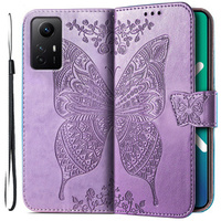 Etui z klapką do Xiaomi Redmi Note 12S, Butterfly, fioletowe