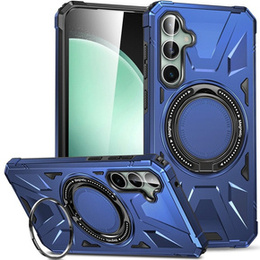 Etui do Samsung Galaxy S23 FE, pancerne z podstawką i blaszką do uchwytu, niebieskie