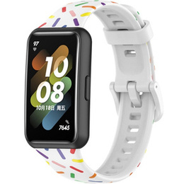 Pasek Silikonowy do Huawei Band 7, Biały / Wielokolorowy