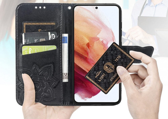 Etui z klapką do Realme Note 50, Butterfly, czarne