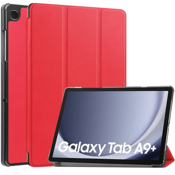 Etui do Samsung Galaxy Tab A9+, Tri-fold, z miejscem na rysik, czerwone