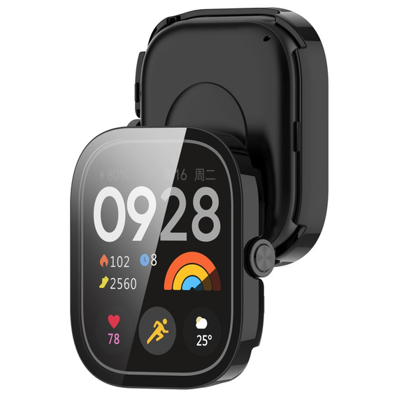 2w1 Etui + Szkło Hartowane do Xiaomi Redmi Watch 4, Czarne