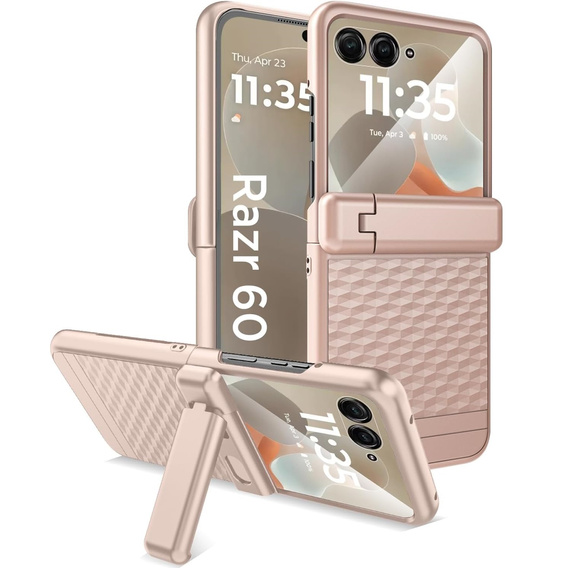 Etui do Motorola Razr 60 Ultra, PC Kickstand Case, ze szkłem, złote
