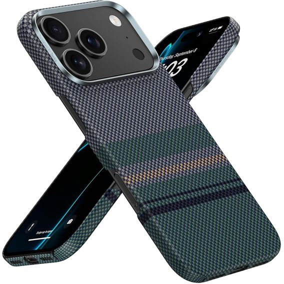 Etui BENKS Kevlar do iPhone 17 Pro, Magnetic Armor Air Aurora 600D 0069, do MagSafe, zielone
