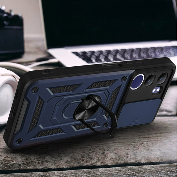 Etui pancerne do Vivo V50 Lite 4G / 5G, CamShield Slide, niebieskie