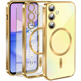 Etui do Samsung Galaxy A15 4G/5G, Electro MagSafe, złote + Szkło na ekran