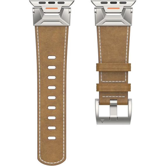 Pasek Skórzany do Apple Watch 1/2/3/4/5/6/7/8/9/10/11/SE Ultra 1/2/3 42/44/45/46/49mm, Jasnobrązowy