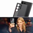 Etui silikonowe do Samsung Galaxy S25 Ultra, z ochroną aparatu, przezroczyste / czarne + Szkło 9H na ekran