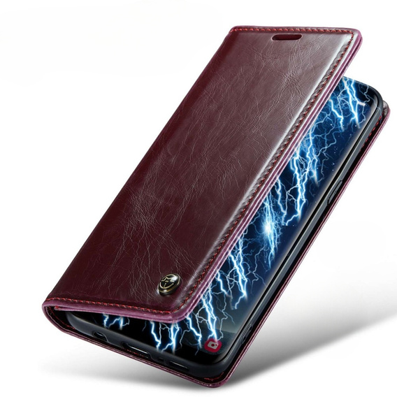 Etui z klapką CASEME do Samsung Galaxy S8, Waxy Textured, czerwone