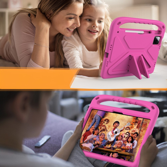 Etui dla dzieci do Xiaomi Pad 7 / 7 Pro, z uchwytem, różowe