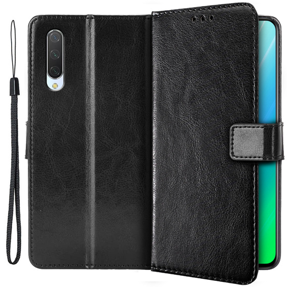 Etui z klapką do Xiaomi Mi 9 Lite, Crazy Horse Wallet, czarne