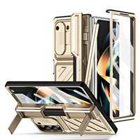 Etui do Samsung Galaxy Z Fold5 5G, Kickstand case, z podstawką i szkłem, złote