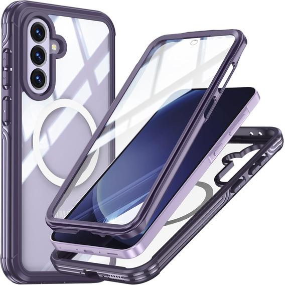 Etui do Samsung Galaxy A36 5G / Samsung Galaxy A56 5G, Shockproof, ze szkłem, do MagSafe, fioletowe