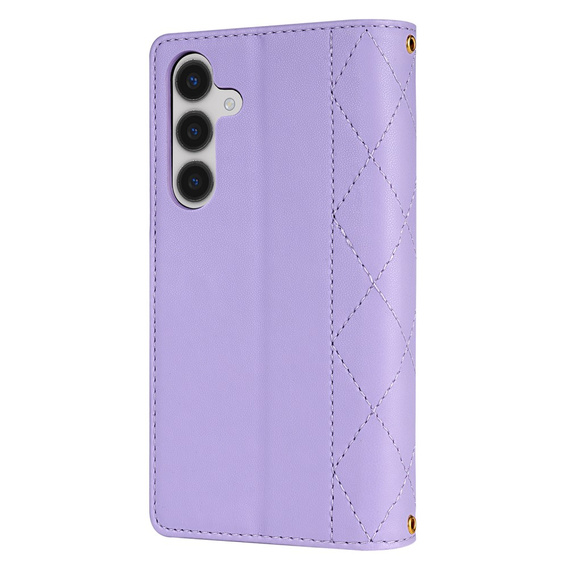 Etui z klapką do Samsung Galaxy A56 5G, Rhombus Crossbody Leather, fioletowe