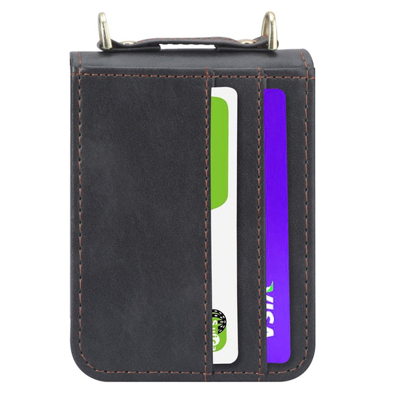 Etui Leather Card Slots do Samsung Galaxy Z Flip3 5G, Black