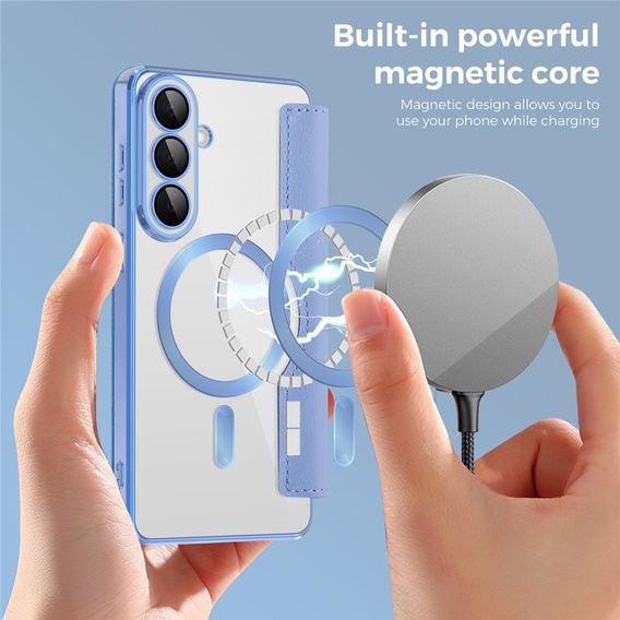 Etui z klapką do Samsung Galaxy S26 Plus, RFID Wallet MagSafe z ochroną aparatu, niebieskie