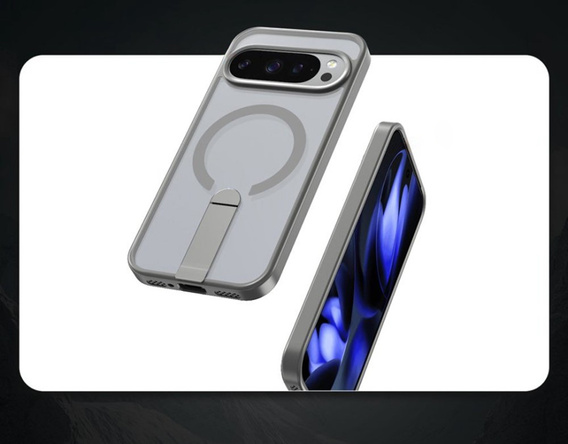 Etui do Google Pixel 10 Pro XL, Fusion Hybrid, do MagSafe, z podstawką, szare