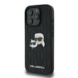 Etui Karl Lagerfeld do iPhone 16 Pro, Monogram Karl & Choupette Head Pin, czarna