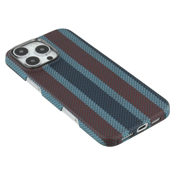 Etui do IPhone 16 Pro, Aramid Fiber Slim Case, do MagSafe, niebieskie / czerwone