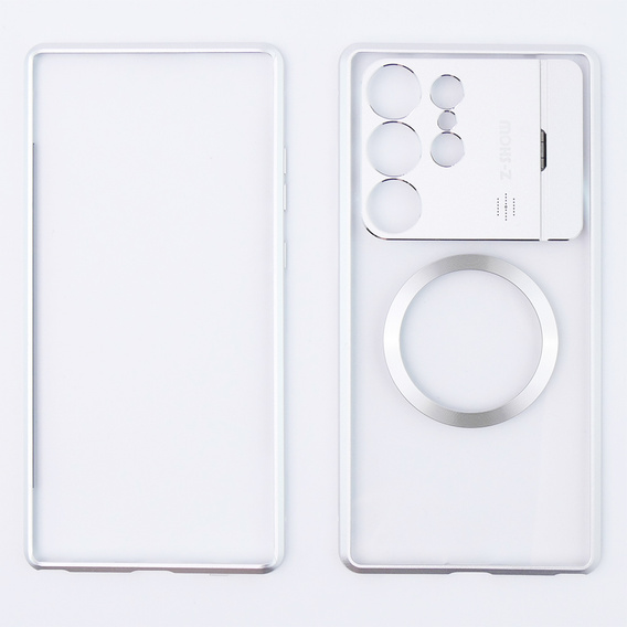 Etui Magnetyczne do Samsung Galaxy S23 Ultra 5G, Aroma Hybrid, srebrne