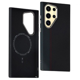Etui do Samsung Galaxy S24 Ultra, Carbon Fiber MagSafe, czarne / niebieskie