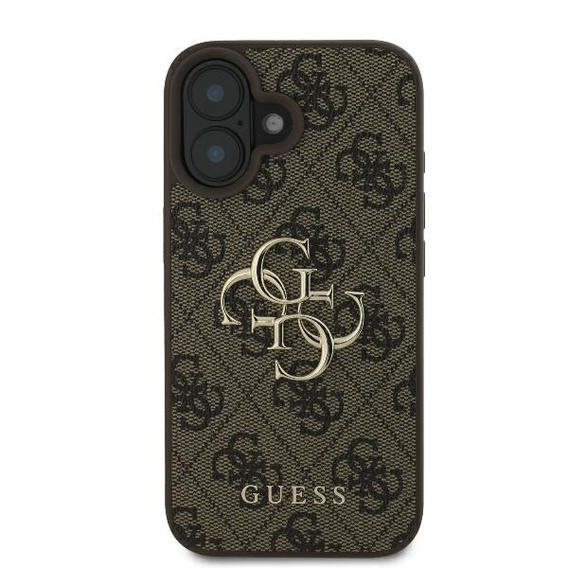 Etui GUESS do iPhone 16, 4G Big Metal Logo, brązowe