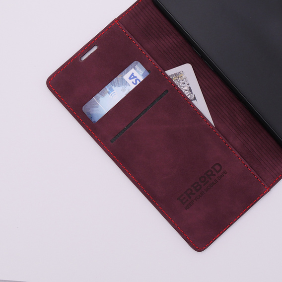 Etui do Oppo A78 5G, ERBORD Vintage portfel z klapką, czerwone