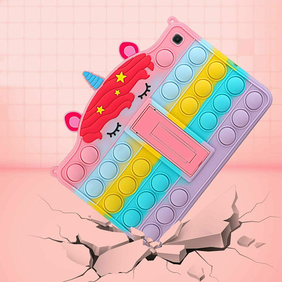 Etui dziecięce do Samsung Galaxy Tab S6 Lite 10.4" 2020/2022/2024, Push Bubble Pop It, z podstawką i paskiem