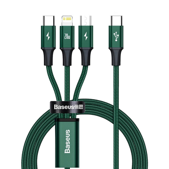 Baseus Rapid Series 3‑w‑1 kabel 20 W 1,5 m – zielony