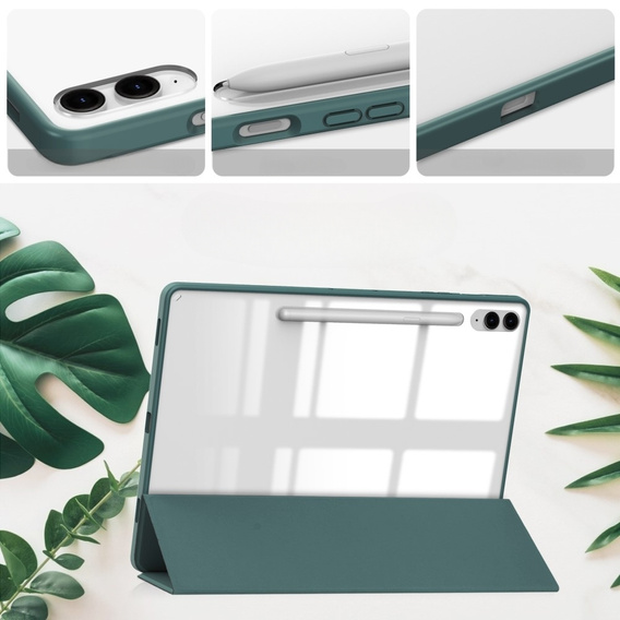 Etui do Samsung Galaxy Tab S9 FE+ Plus, Smartcase Hybrid, z miejscem na rysik, zielone