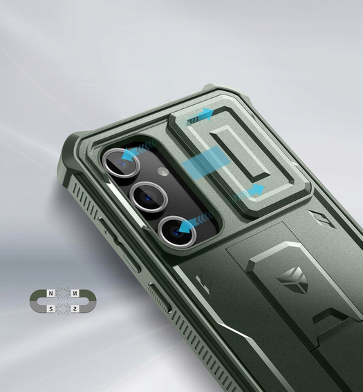 Etui pancerne do Samsung Galaxy S24 FE, Dexnor Full Body (Two Frames), zielone