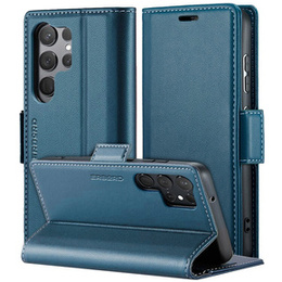 Etui do Samsung Galaxy S24 Ultra, ERBORD Glossy Litchi, portfel z klapką, niebieskie