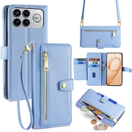 Etui z klapką do Xiaomi Poco F8 Ultra, Wallet Zipper Pocket, niebieskie