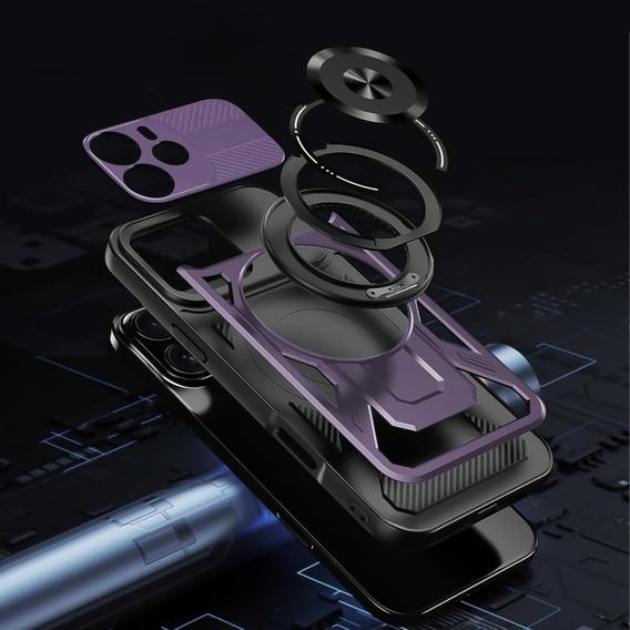 Etui Magnetyczne z Podstawką do Xiaomi Redmi Note 14 4G – Fioletowe