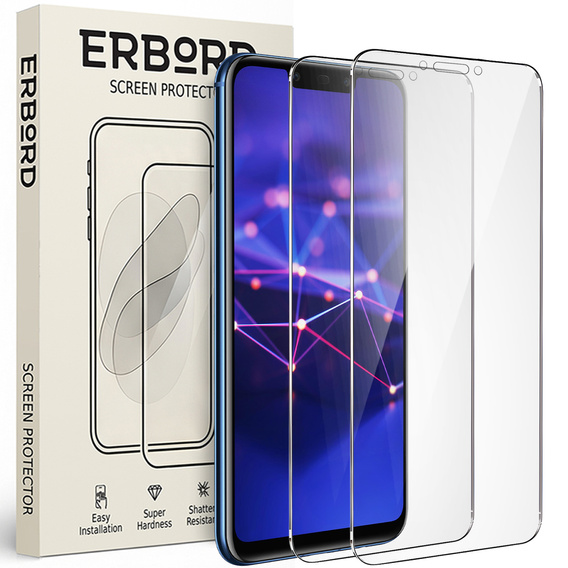 2x Szkło Hartowane do Huawei Mate 20 Lite, ERBORD 9H Hard Glass, szybka