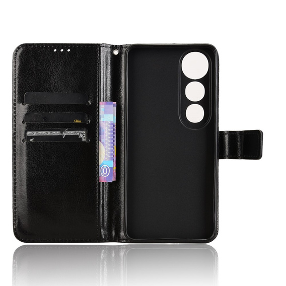 Etui z klapką do Vivo V50 Lite 4G / 5G, Crazy Horse Wallet, czarne