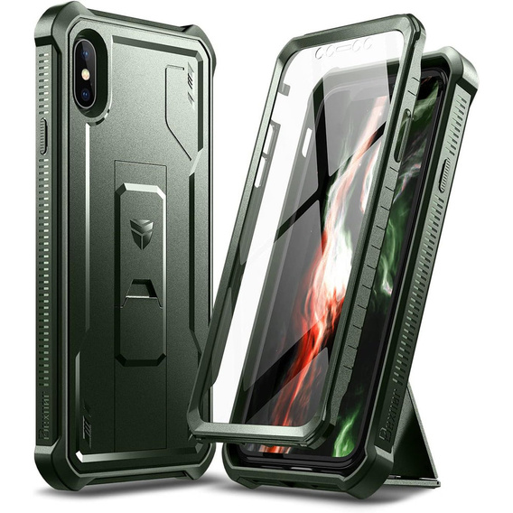 Etui pancerne do iPhone XR, Dexnor Full Body, zielone