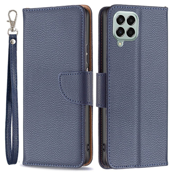 Etui z klapką do Samsung Galaxy M33 5G, Wallet Litchi Magnet, granatowe