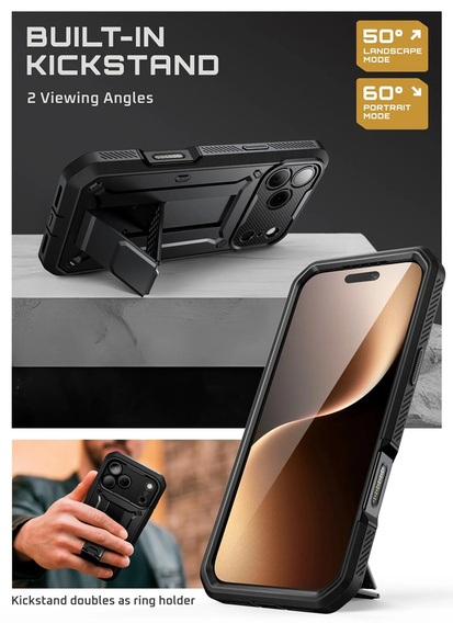 Etui Supcase do iPhone 17 Pro Max, Unicorn Beetle Pro, Black