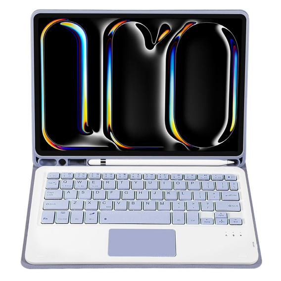 Etui z klawiaturą do iPad Pro 11" 2024 (5 gen.), Leather Pen Slot TouchPad, fioletowe