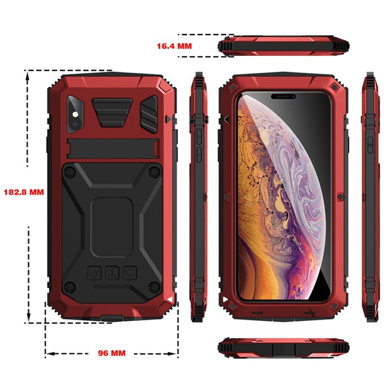 Etui do iPhone XS Max, R-JUST, pancerne, czerwone