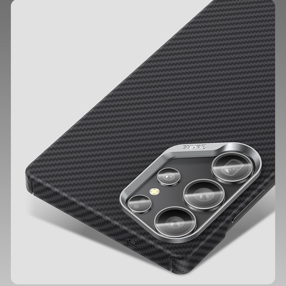 Etui BENKS Kevlar do Samsung Galaxy S25, Carbon Fiber 600D 0043, do MagSafe, czarne