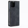 Etui do iPhone 15, ERBORD Vintage portfel z klapką, czarne