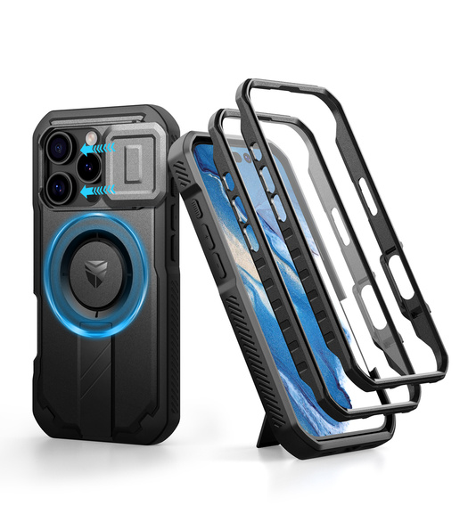 Etui pancerne Dexnor CamProtect z MagSafe do iPhone 16 Pro – czarne